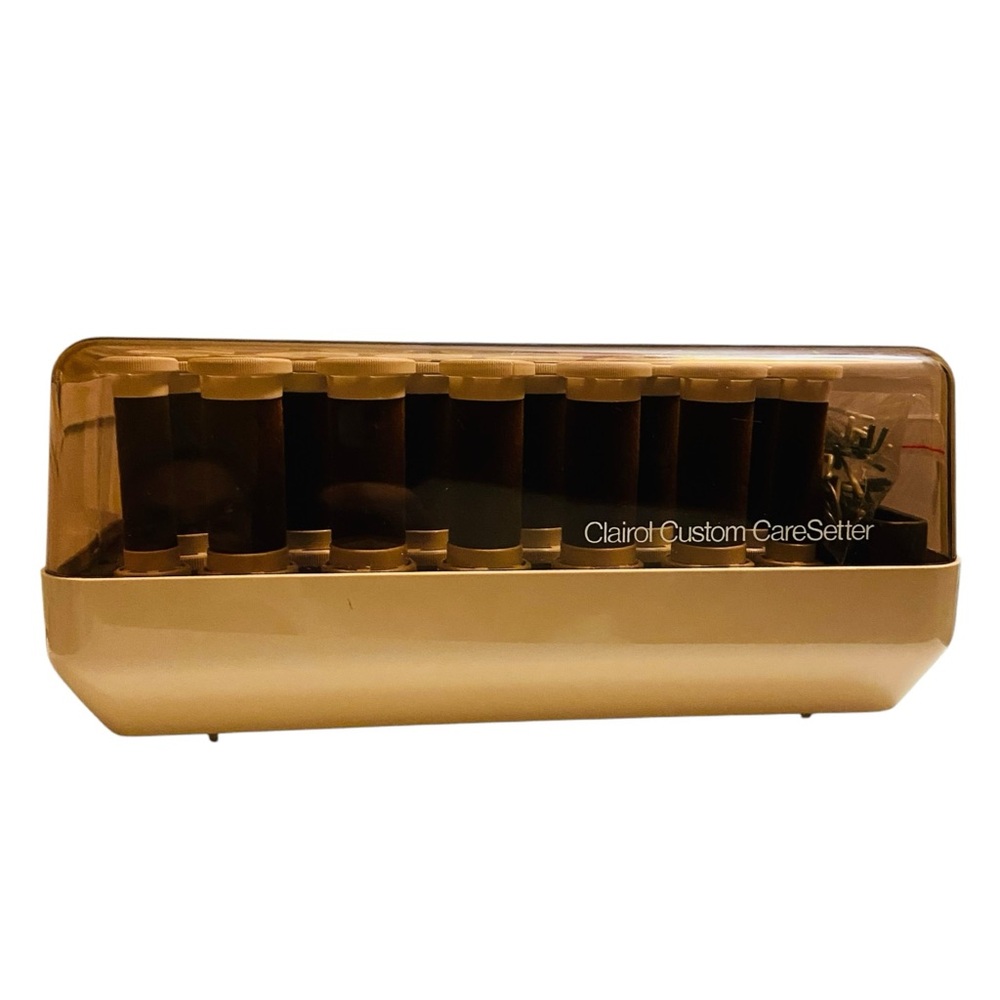 Clairol Custom CareSetter Vtg Electric Hot Rollers w Clips Wax Core Velvet KF-20
